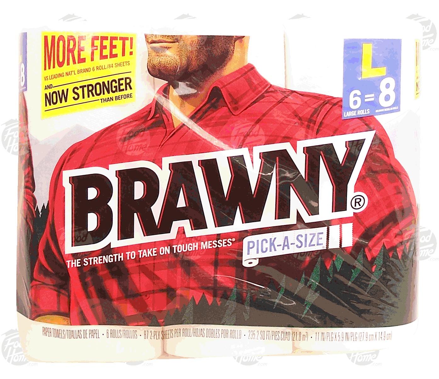 Brawny paper towels, large rolls, 87 2-ply sheets per roll, pick-a-size Full-Size Picture